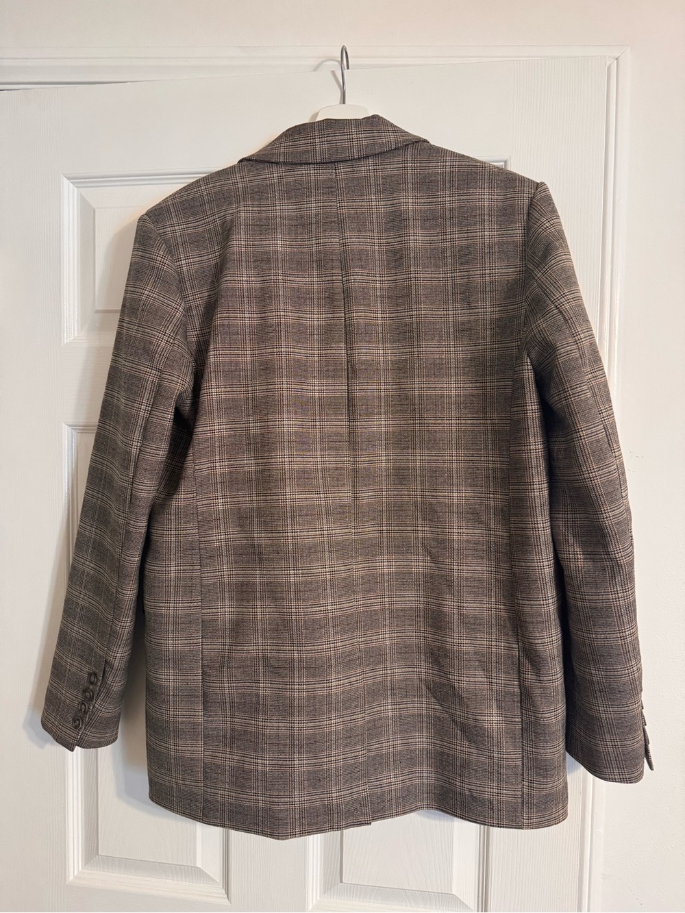 Zara Plaid Double-Breasted Blazer - Brown Plaid - Picture 2 of 4